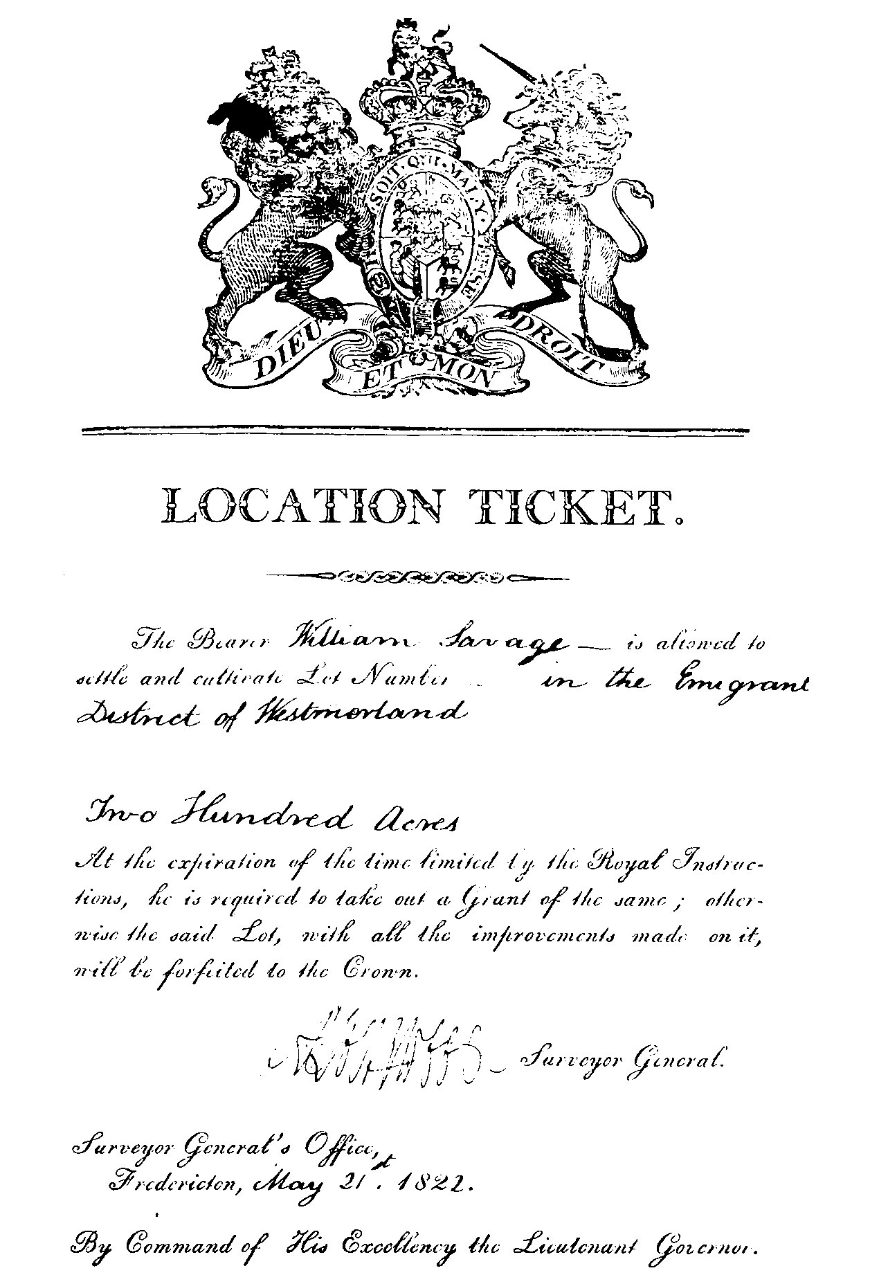 Location ticket Savage4